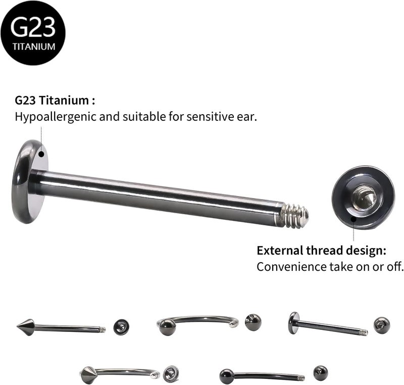 BLISI G23 Solid Titanium Eyebrow Piercing Jewelry, Gokd Black Rose Gold Silver Pink Rainbow Eyebrow Rings 16G Curved Barbell,Tiny Vertical Labret Lip Jewelry Rook Piercing Jewelry for Women and Men - Image 3